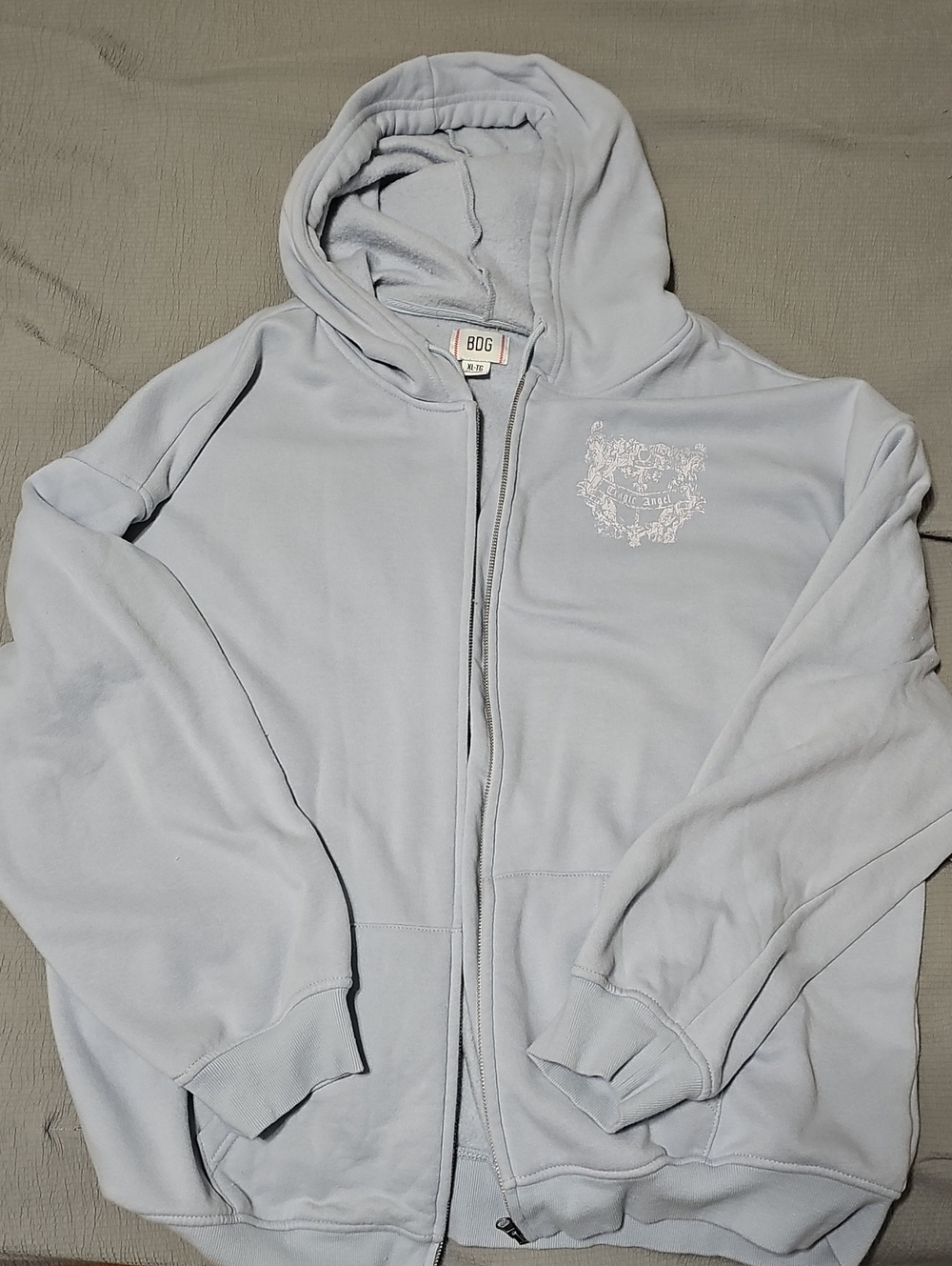 BDG Pale Blue  Full-Zip Hoodie with Crest